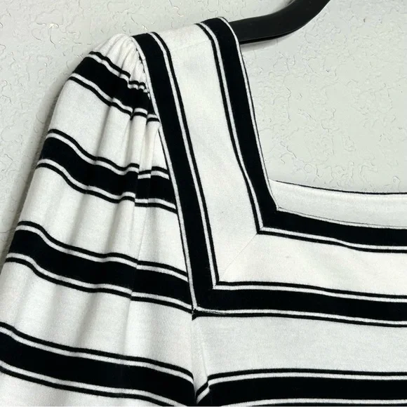 Loft Black/White Striped XS Long Sleeve Dress - Picture 5 of 13